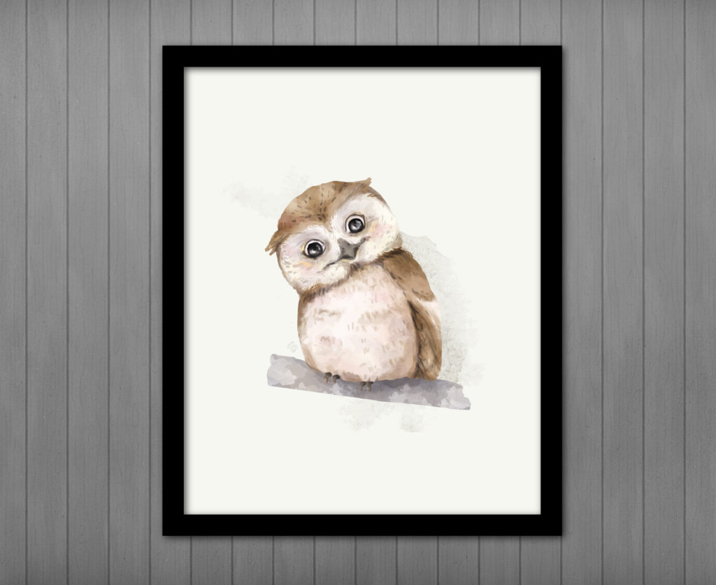Baby Owl Printable Watercolor Style