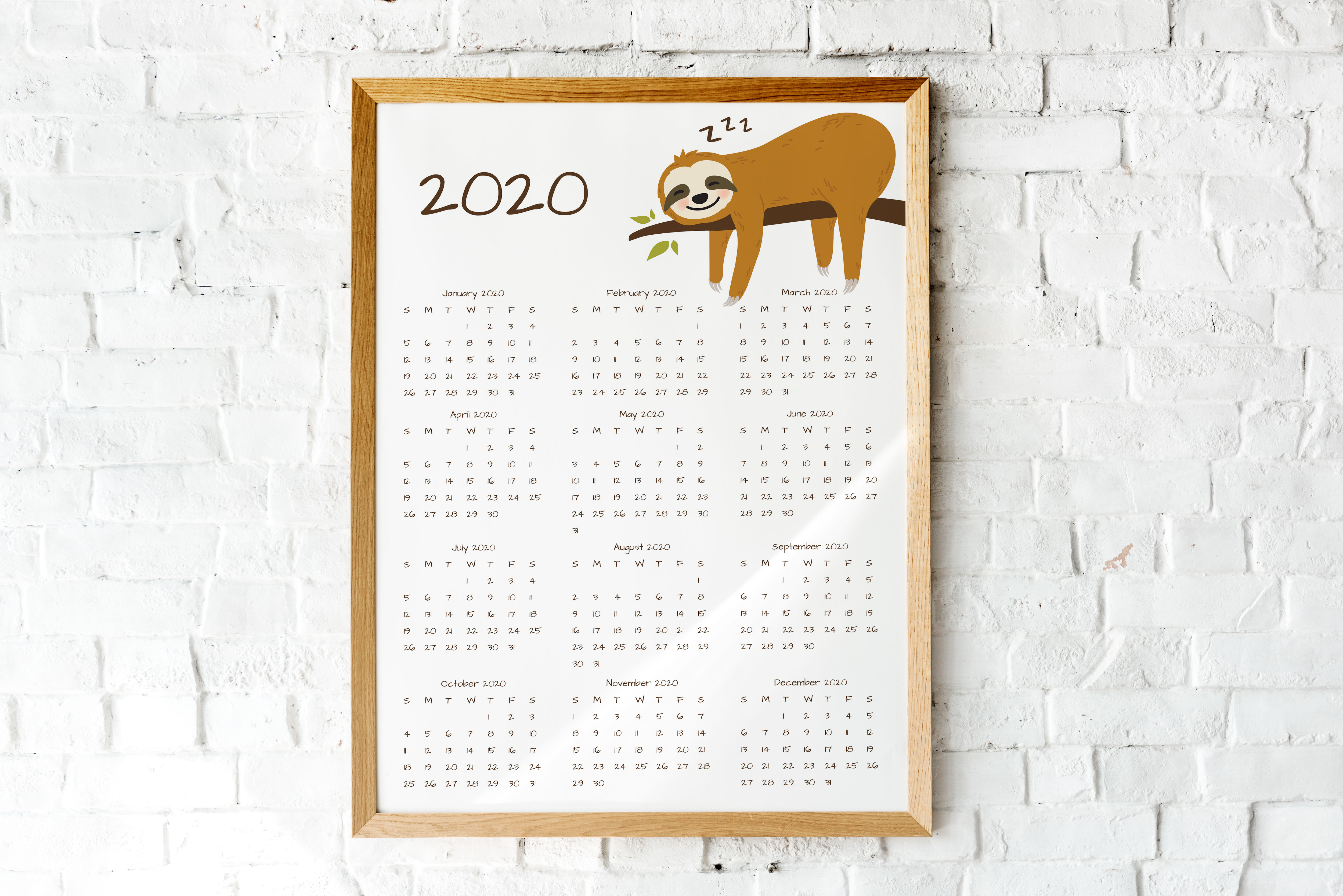 Free Printable Month At A Glance Calendar 2020