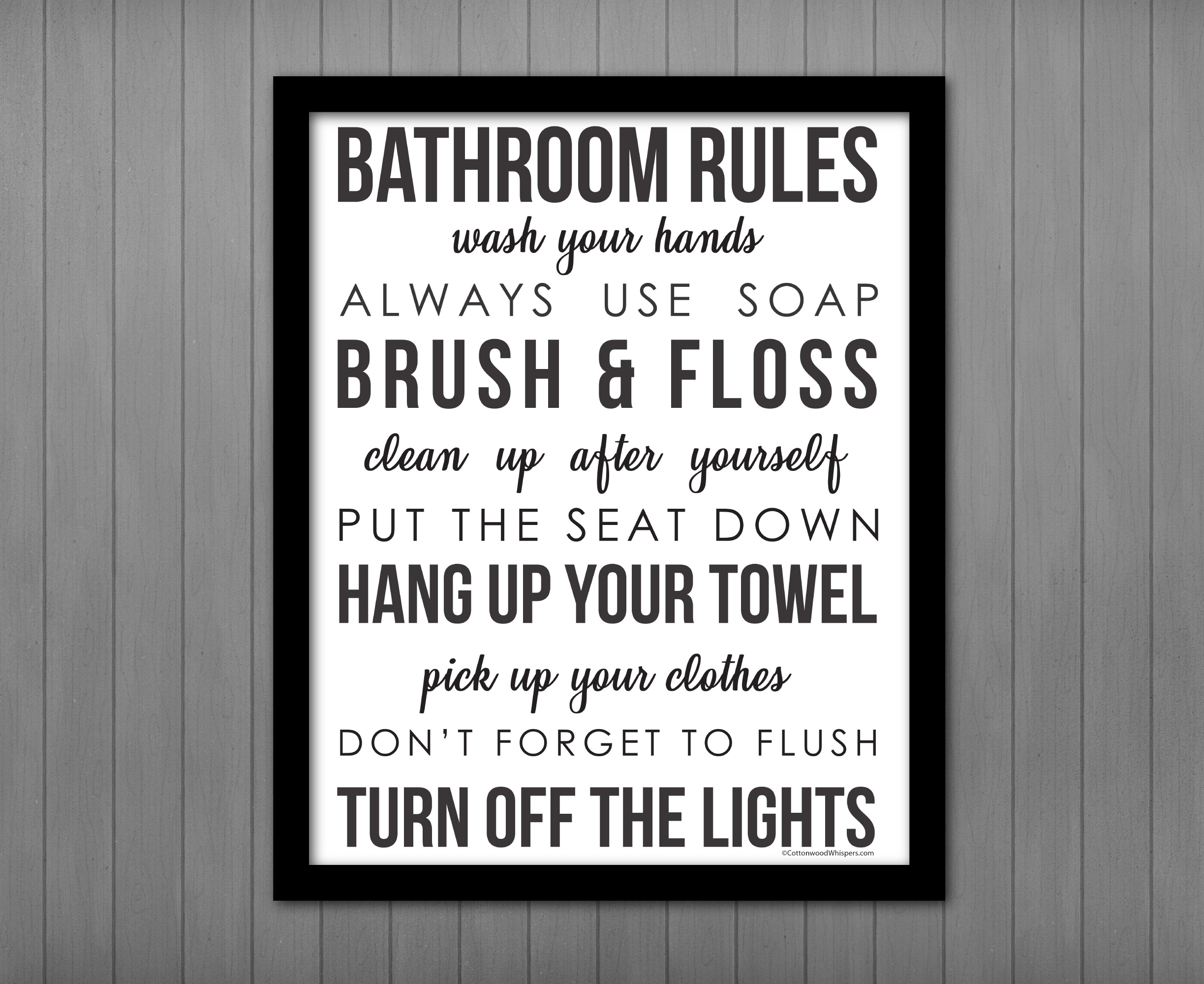 Bathroom Rules Printable Sign Printables by Cottonwood Whispers