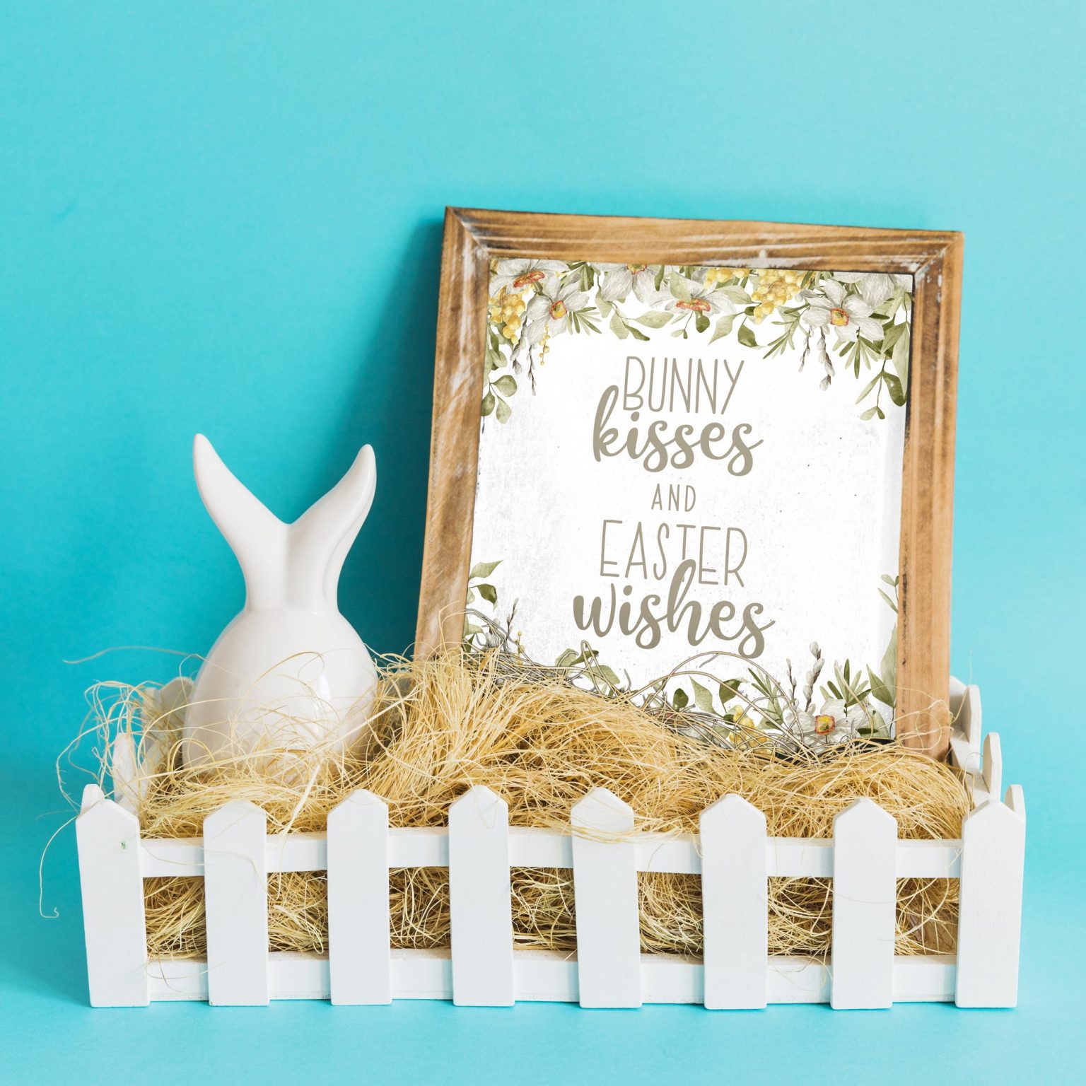 Bunny Kisses & Easter Wishes Printable Easter Sign Easy Decor