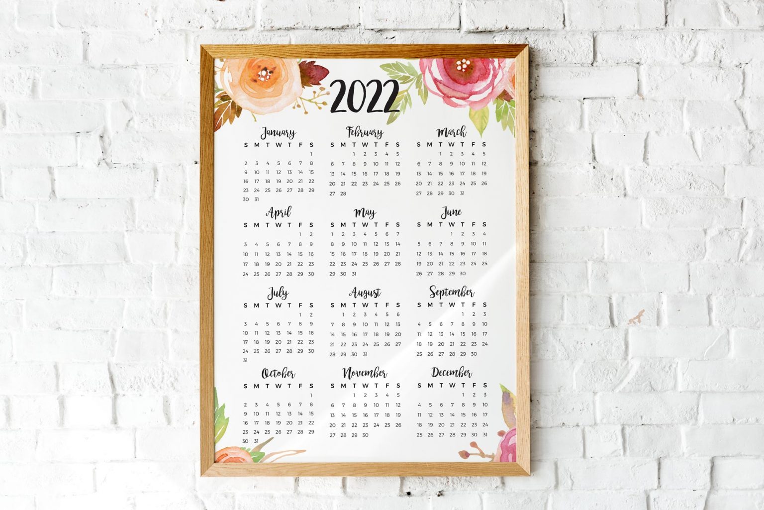 2022 Year At A Glance Free Printable Calendar Krafty Planner 2022 