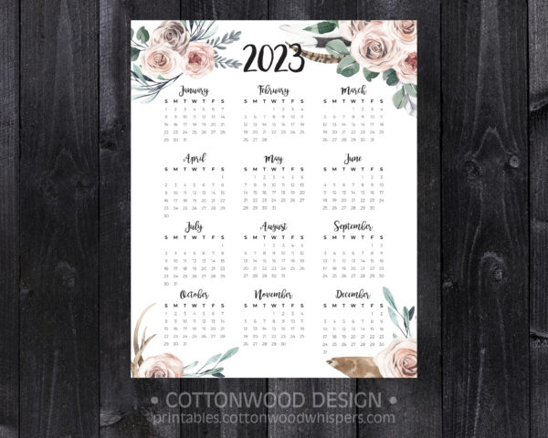 2023-printable-calendar-year-at-a-glance-boho-floral-style